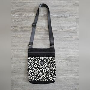 Madison Handbags Black and White Floral Crossbody Bag
